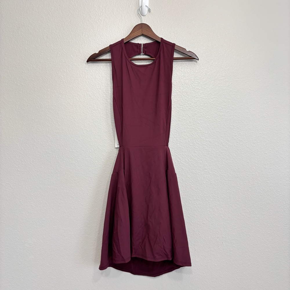 NWT Halara Buckle TieBack 2 in 1 Pocket Dance Active Dress Red Burgundy